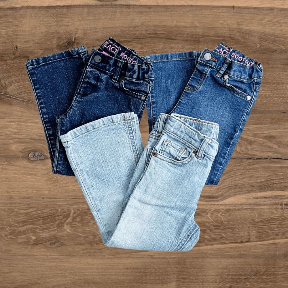 The Children's Place Girls (3) Pairs Bootcut Flare Jeans Bundle Lot - Size 4T